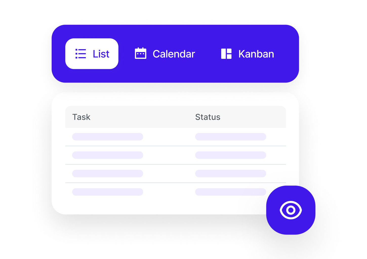 Kanban, List & Calendar views